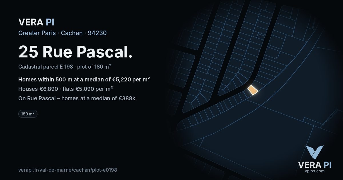 25 Rue Pascal, Cachan at night – the plot lit, the parcels around coloured by the prices near them