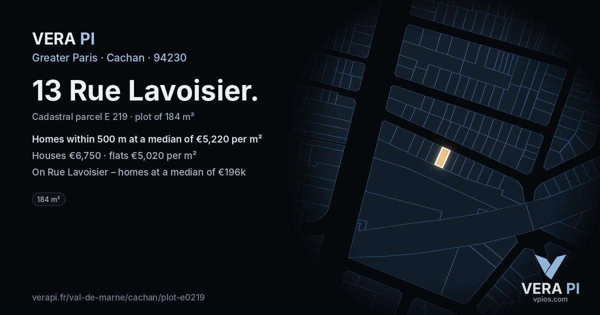 13 Rue Lavoisier, Cachan at night – the plot lit, the parcels around coloured by the prices near them