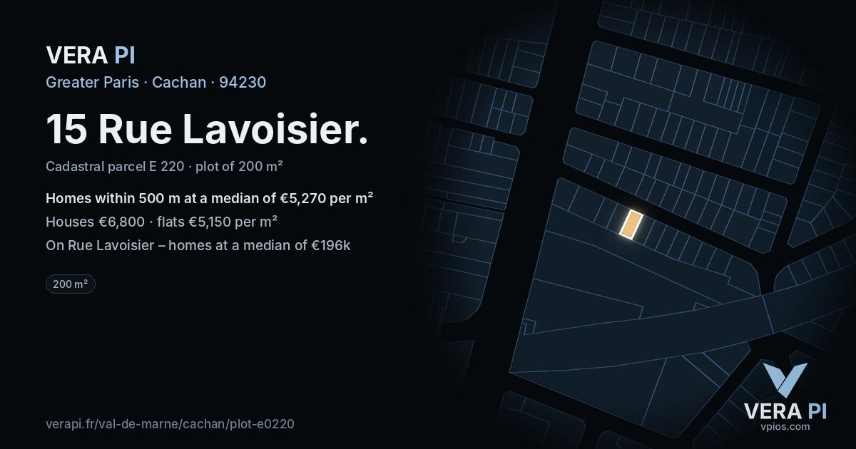 15 Rue Lavoisier, Cachan at night – the plot lit, the parcels around coloured by the prices near them