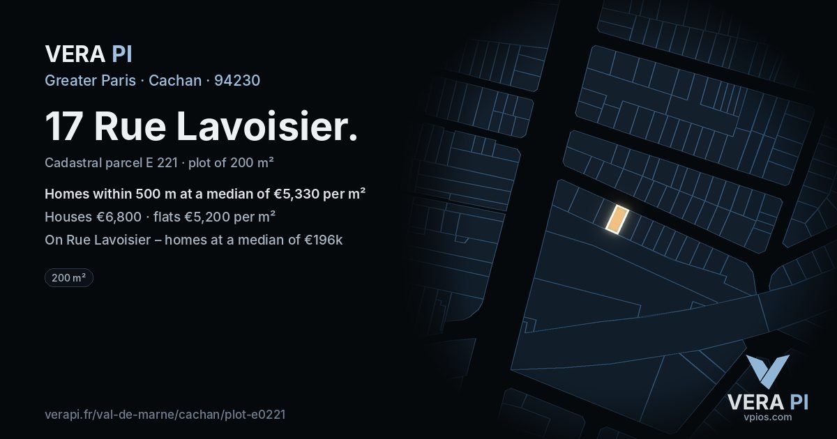 17 Rue Lavoisier, Cachan at night – the plot lit, the parcels around coloured by the prices near them