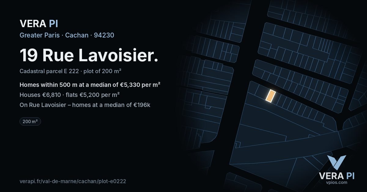 19 Rue Lavoisier, Cachan at night – the plot lit, the parcels around coloured by the prices near them