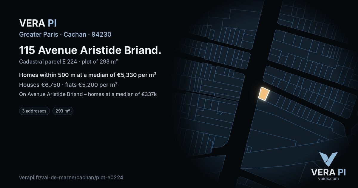 115 Avenue Aristide Briand, Cachan at night – the plot lit, the parcels around coloured by the prices near them