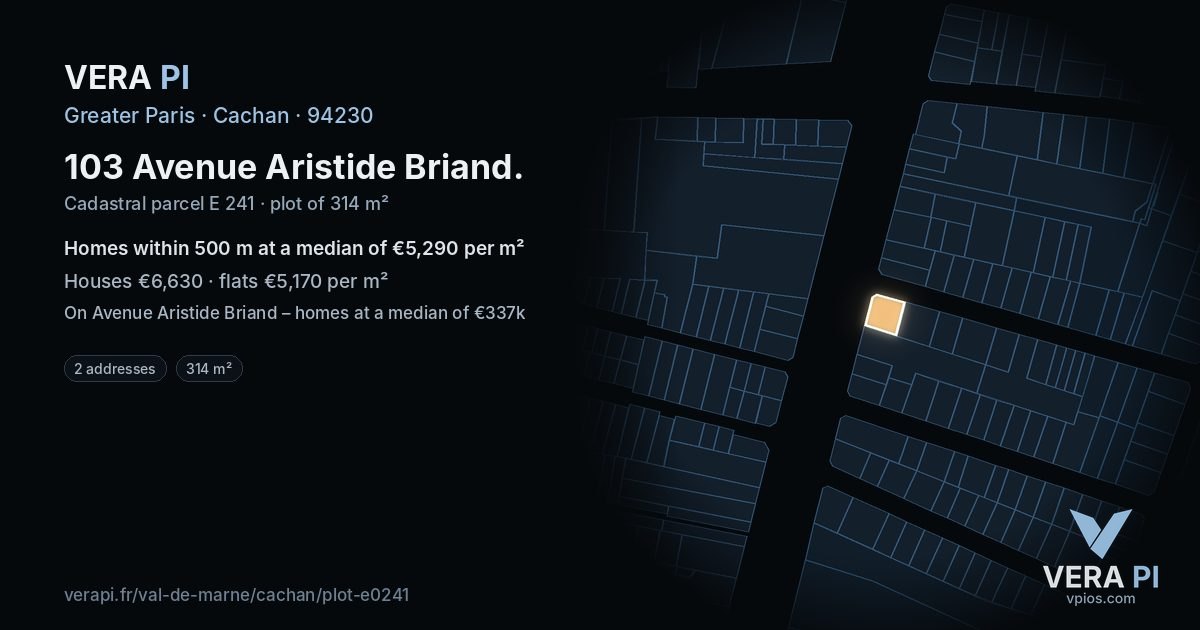 103 Avenue Aristide Briand, Cachan at night – the plot lit, the parcels around coloured by the prices near them