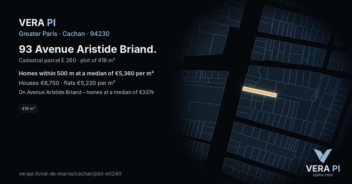 93 Avenue Aristide Briand, Cachan at night – the plot lit, the parcels around coloured by the prices near them