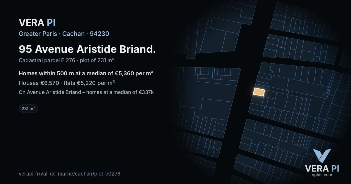 95 Avenue Aristide Briand, Cachan at night – the plot lit, the parcels around coloured by the prices near them