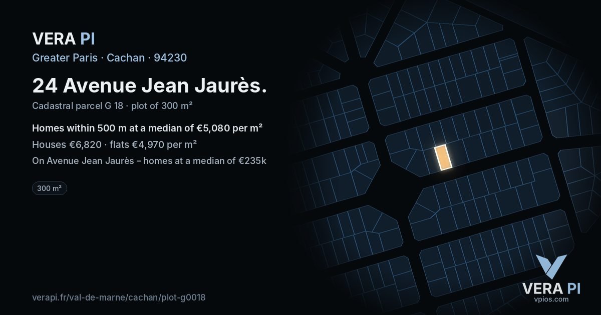 24 Avenue Jean Jaurès, Cachan at night – the plot lit, the parcels around coloured by the prices near them