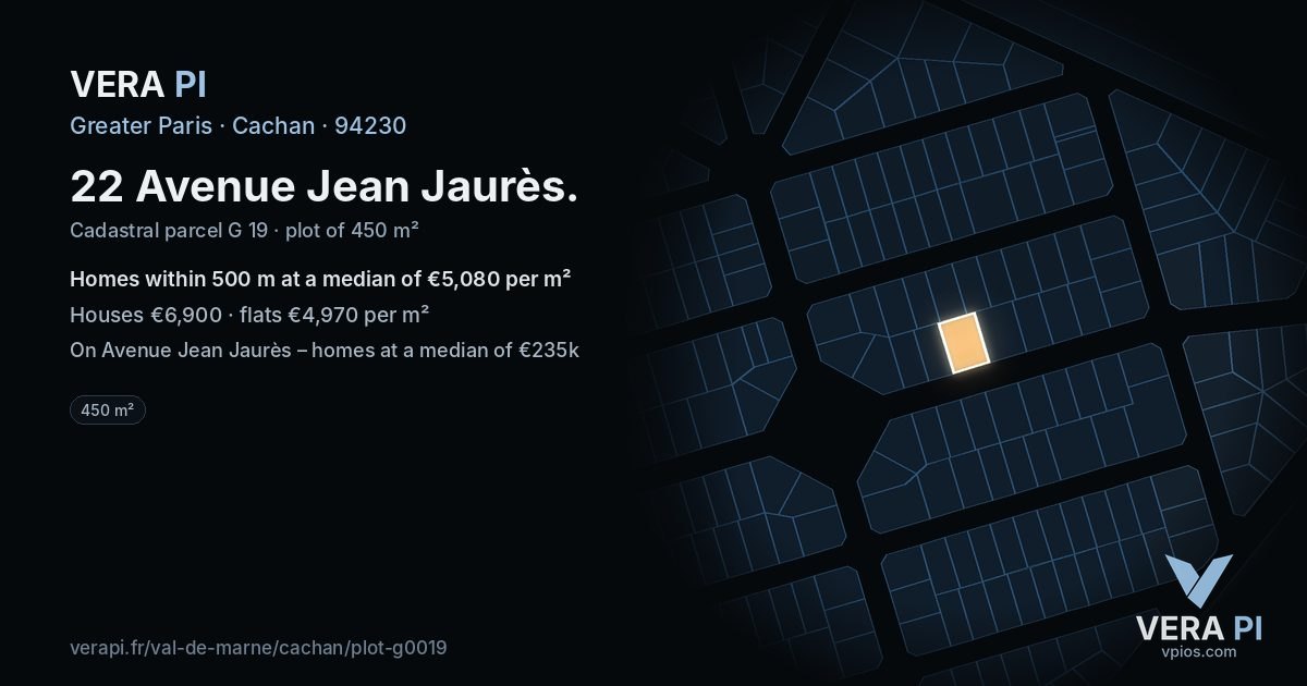 22 Avenue Jean Jaurès, Cachan at night – the plot lit, the parcels around coloured by the prices near them