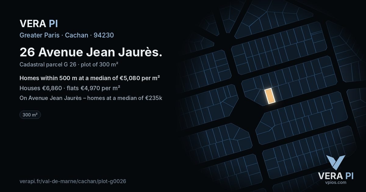 26 Avenue Jean Jaurès, Cachan at night – the plot lit, the parcels around coloured by the prices near them