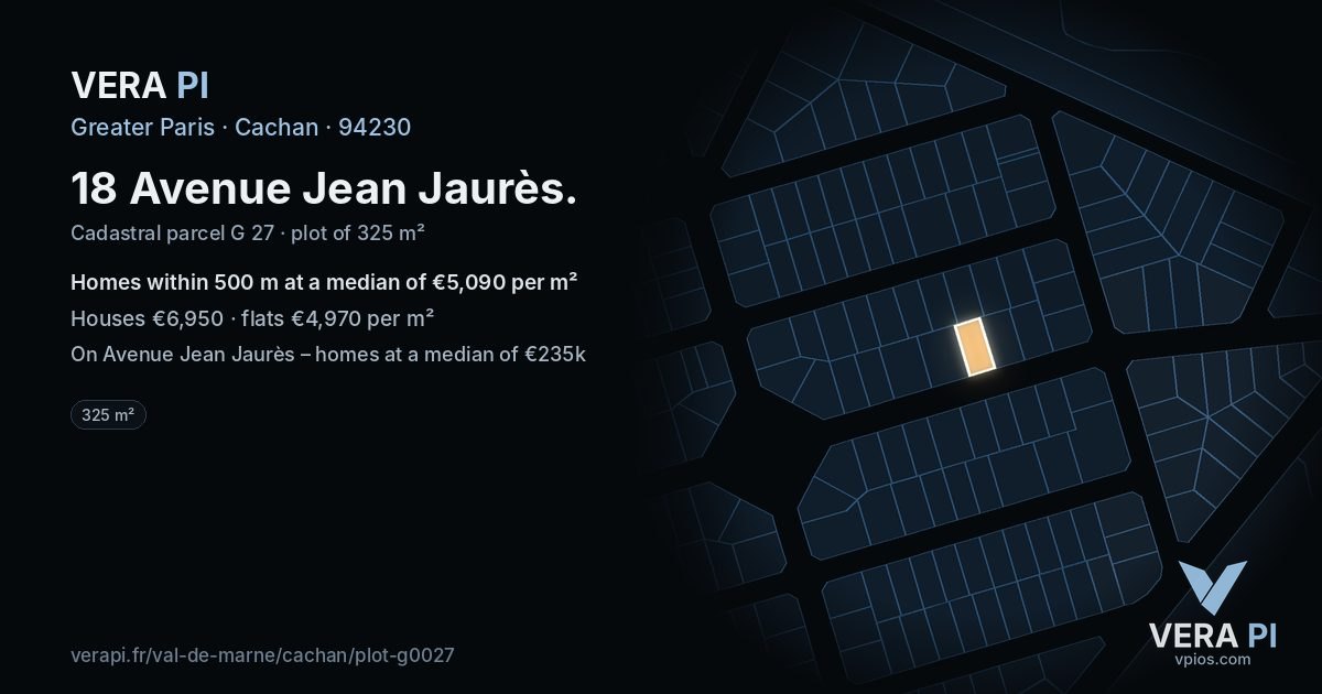 18 Avenue Jean Jaurès, Cachan at night – the plot lit, the parcels around coloured by the prices near them