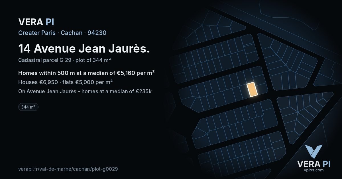 14 Avenue Jean Jaurès, Cachan at night – the plot lit, the parcels around coloured by the prices near them