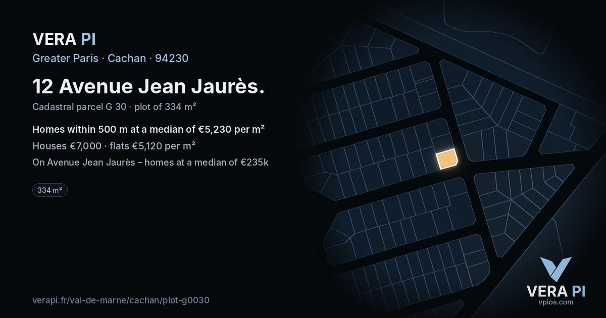 12 Avenue Jean Jaurès, Cachan at night – the plot lit, the parcels around coloured by the prices near them