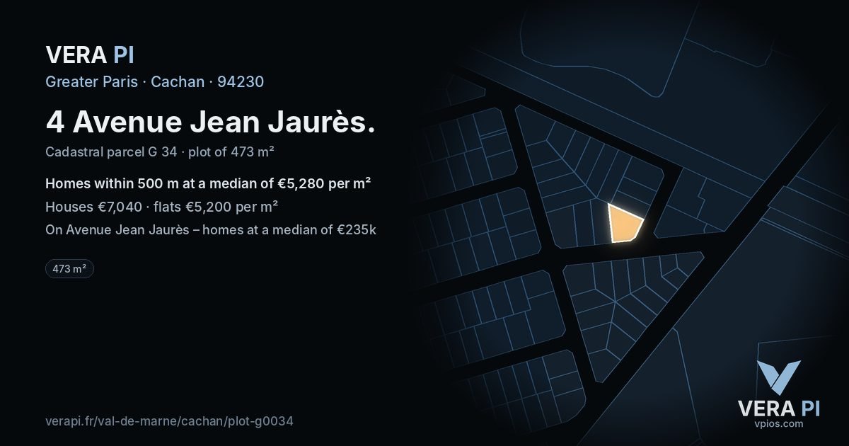 4 Avenue Jean Jaurès, Cachan at night – the plot lit, the parcels around coloured by the prices near them