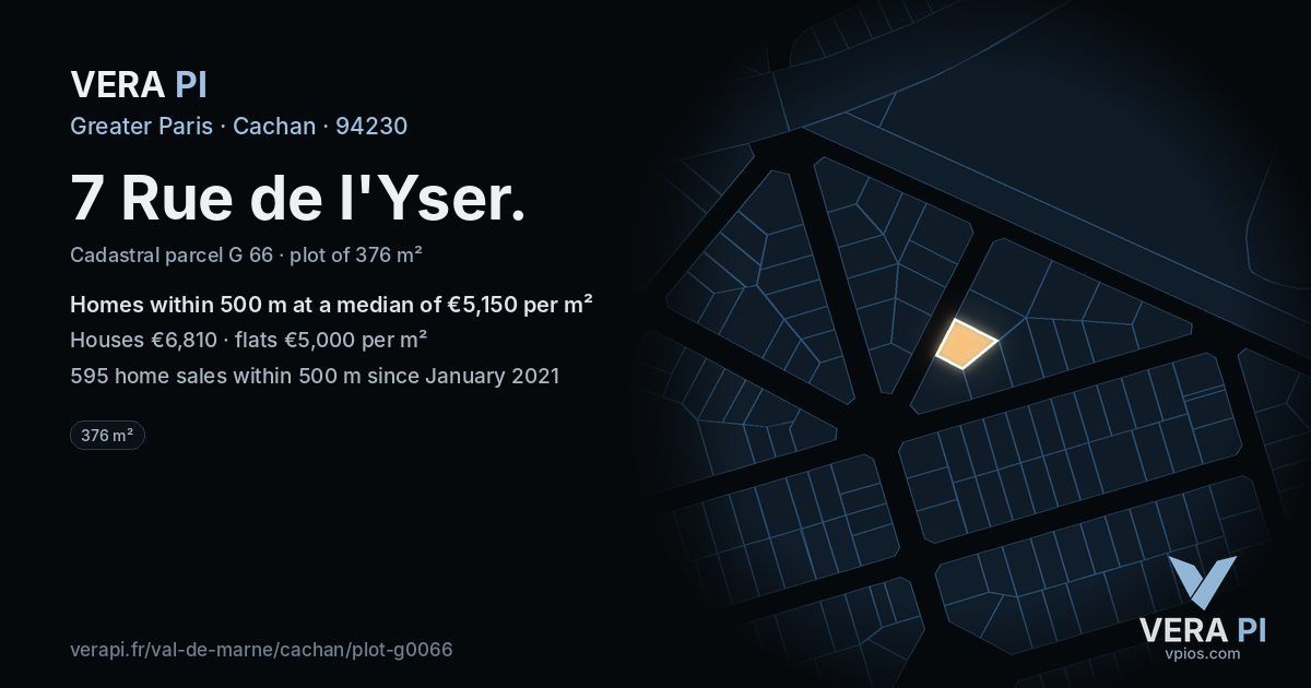 7 Rue de l'Yser, Cachan at night – the plot lit, the parcels around coloured by the prices near them