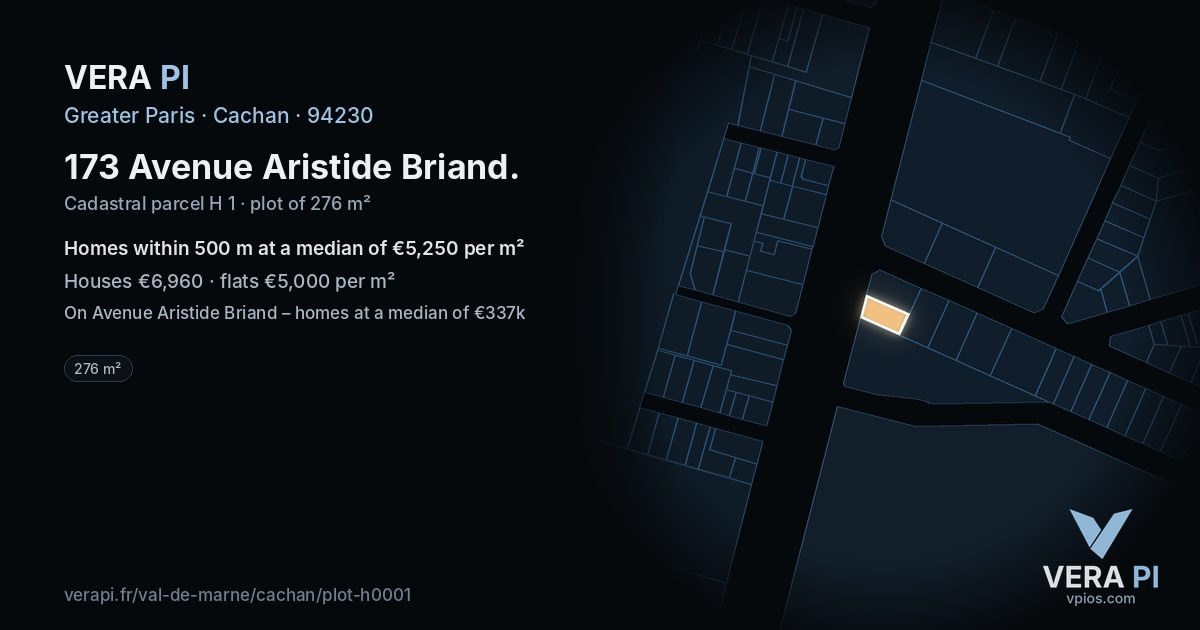 173 Avenue Aristide Briand, Cachan at night – the plot lit, the parcels around coloured by the prices near them