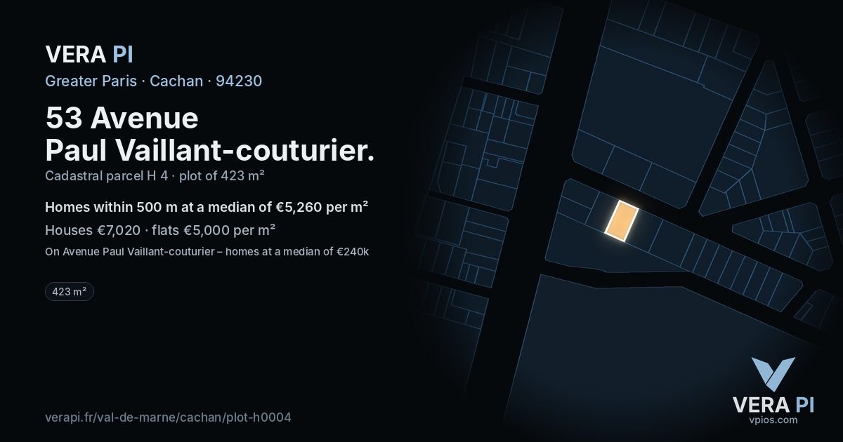 53 Avenue Paul Vaillant-couturier, Cachan at night – the plot lit, the parcels around coloured by the prices near them