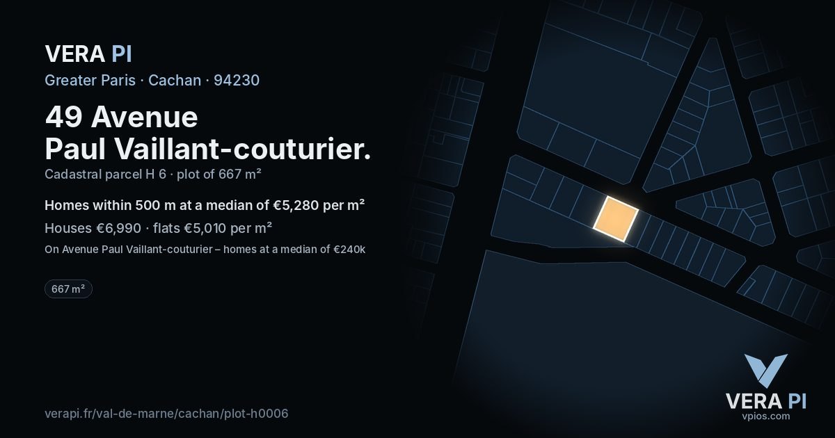 49 Avenue Paul Vaillant-couturier, Cachan at night – the plot lit, the parcels around coloured by the prices near them
