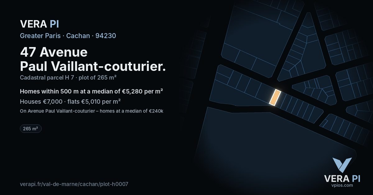 47 Avenue Paul Vaillant-couturier, Cachan at night – the plot lit, the parcels around coloured by the prices near them