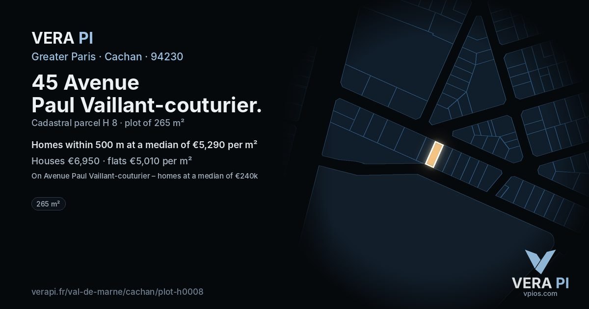 45 Avenue Paul Vaillant-couturier, Cachan at night – the plot lit, the parcels around coloured by the prices near them