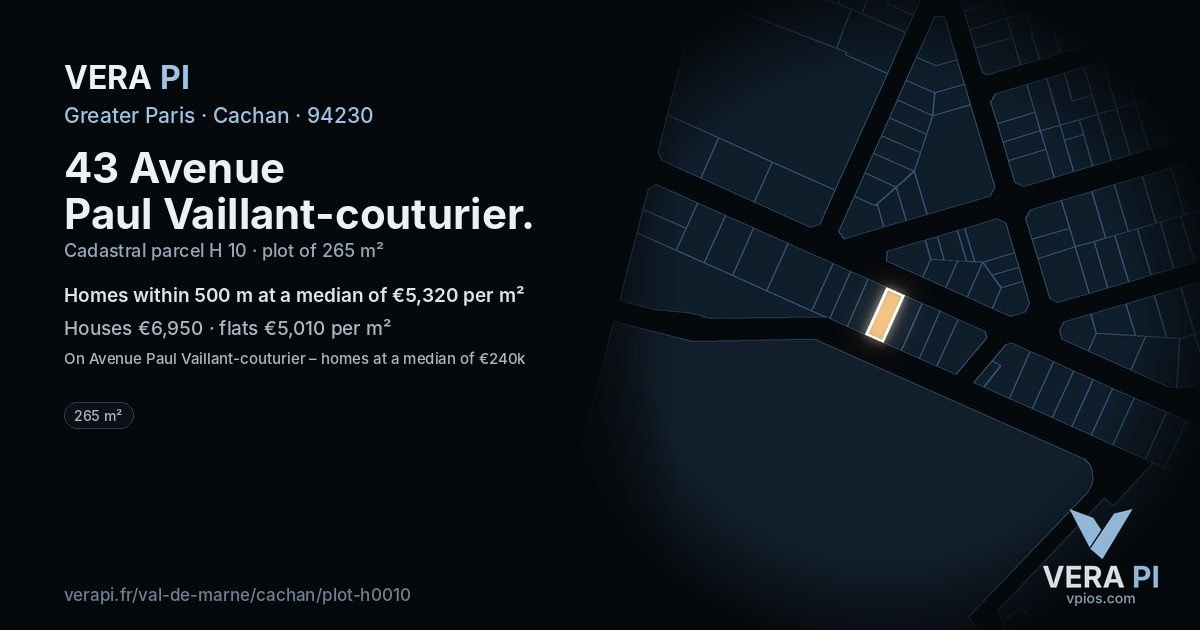 43 Avenue Paul Vaillant-couturier, Cachan at night – the plot lit, the parcels around coloured by the prices near them