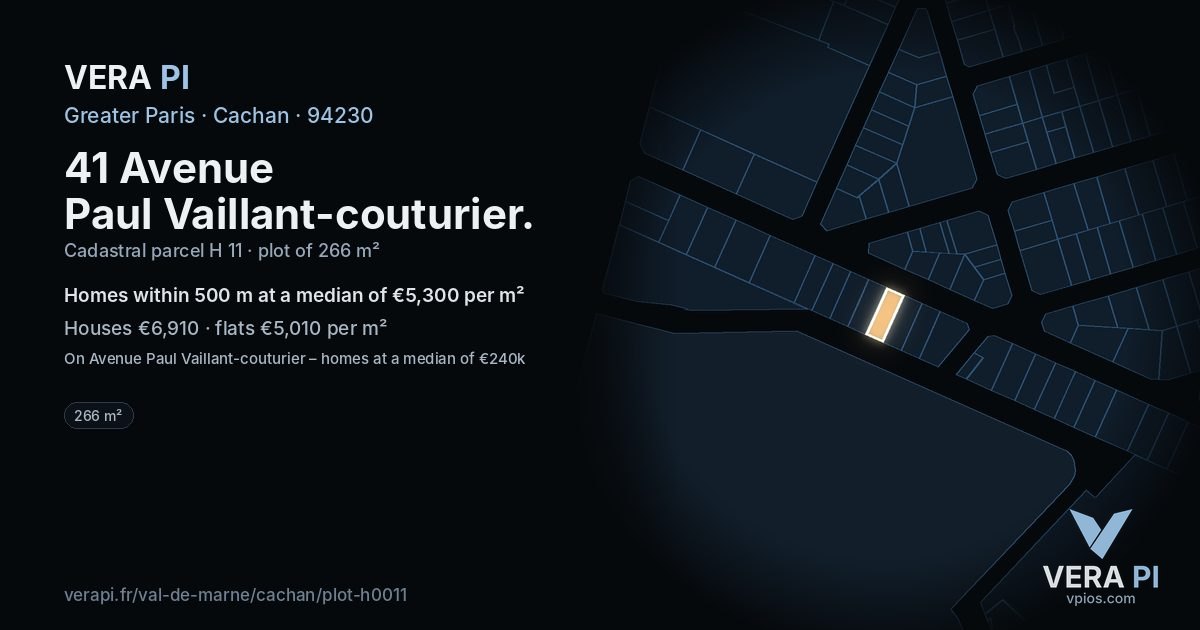 41 Avenue Paul Vaillant-couturier, Cachan at night – the plot lit, the parcels around coloured by the prices near them