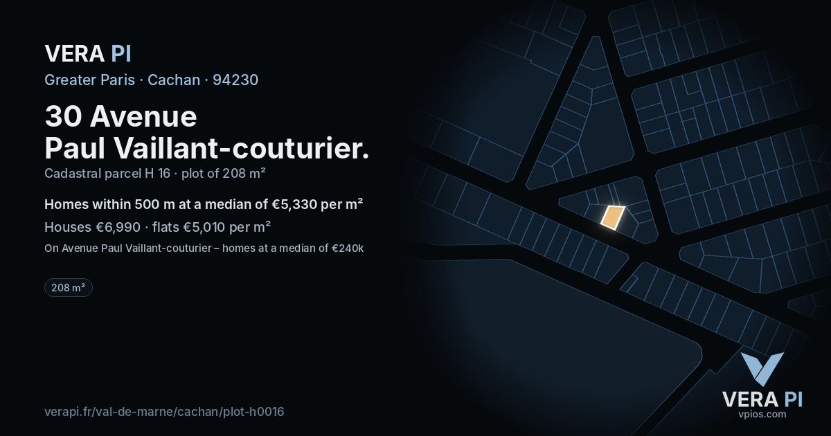 30 Avenue Paul Vaillant-couturier, Cachan at night – the plot lit, the parcels around coloured by the prices near them