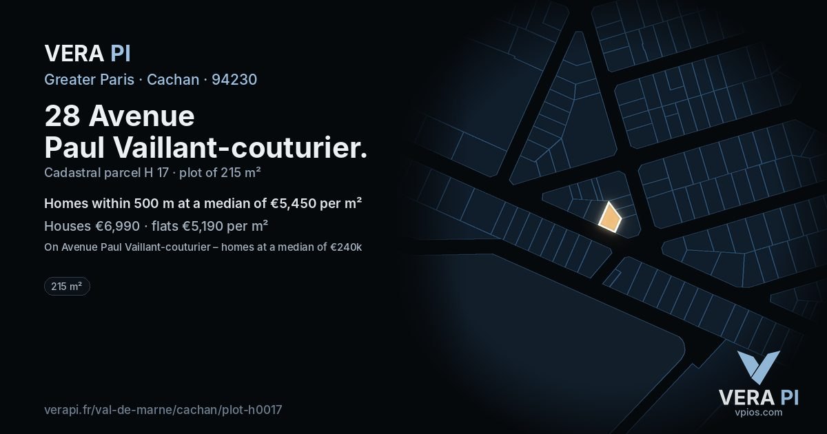 28 Avenue Paul Vaillant-couturier, Cachan at night – the plot lit, the parcels around coloured by the prices near them