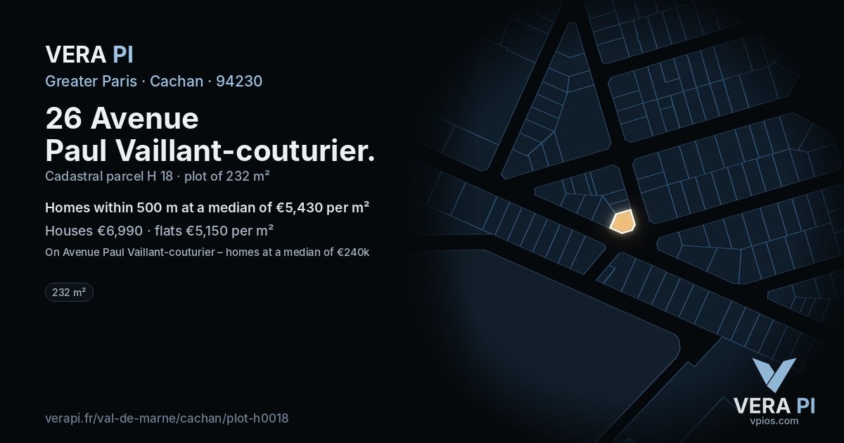 26 Avenue Paul Vaillant-couturier, Cachan at night – the plot lit, the parcels around coloured by the prices near them
