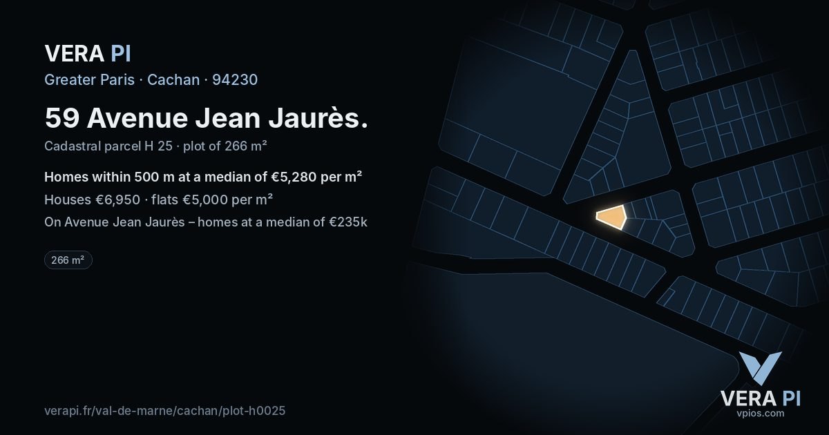59 Avenue Jean Jaurès, Cachan at night – the plot lit, the parcels around coloured by the prices near them