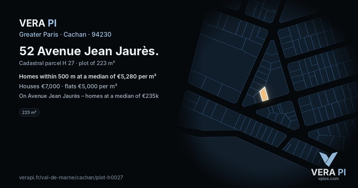 52 Avenue Jean Jaurès, Cachan at night – the plot lit, the parcels around coloured by the prices near them