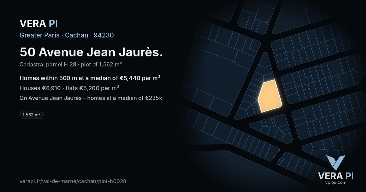 50 Avenue Jean Jaurès, Cachan at night – the plot lit, the parcels around coloured by the prices near them