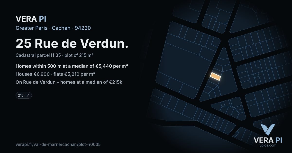 25 Rue de Verdun, Cachan at night – the plot lit, the parcels around coloured by the prices near them