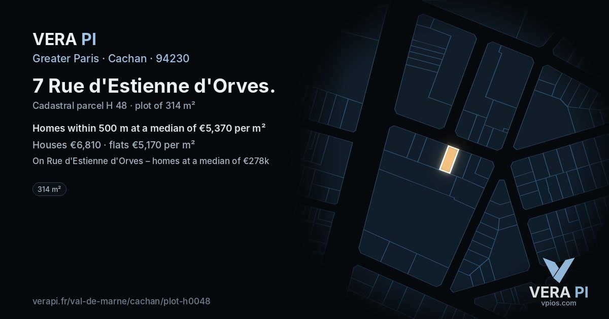 7 Rue d'Estienne d'Orves, Cachan at night – the plot lit, the parcels around coloured by the prices near them