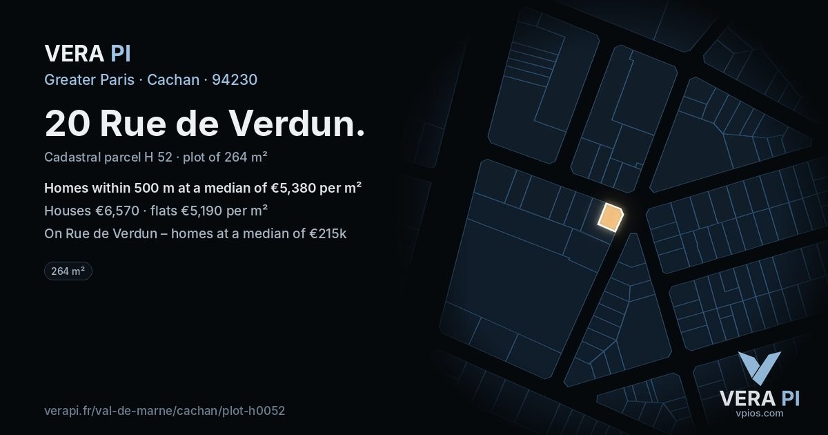 20 Rue de Verdun, Cachan at night – the plot lit, the parcels around coloured by the prices near them