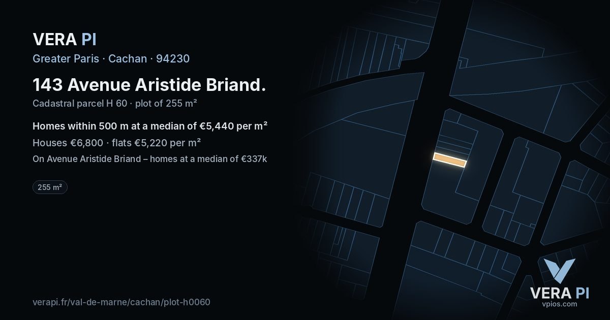 143 Avenue Aristide Briand, Cachan at night – the plot lit, the parcels around coloured by the prices near them