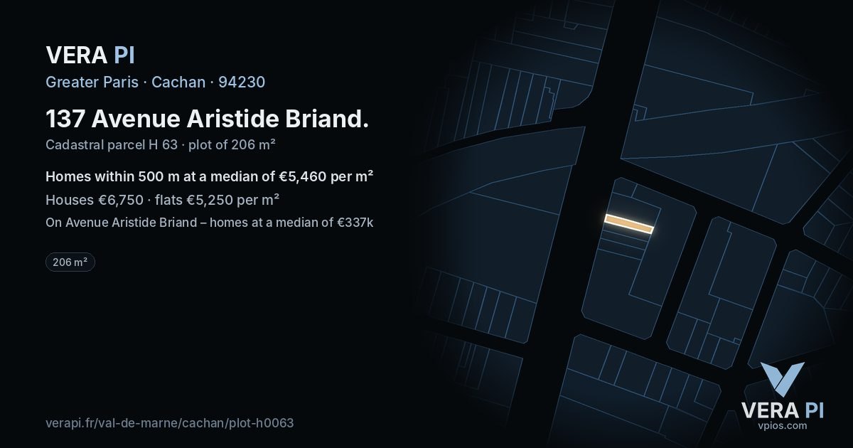137 Avenue Aristide Briand, Cachan at night – the plot lit, the parcels around coloured by the prices near them