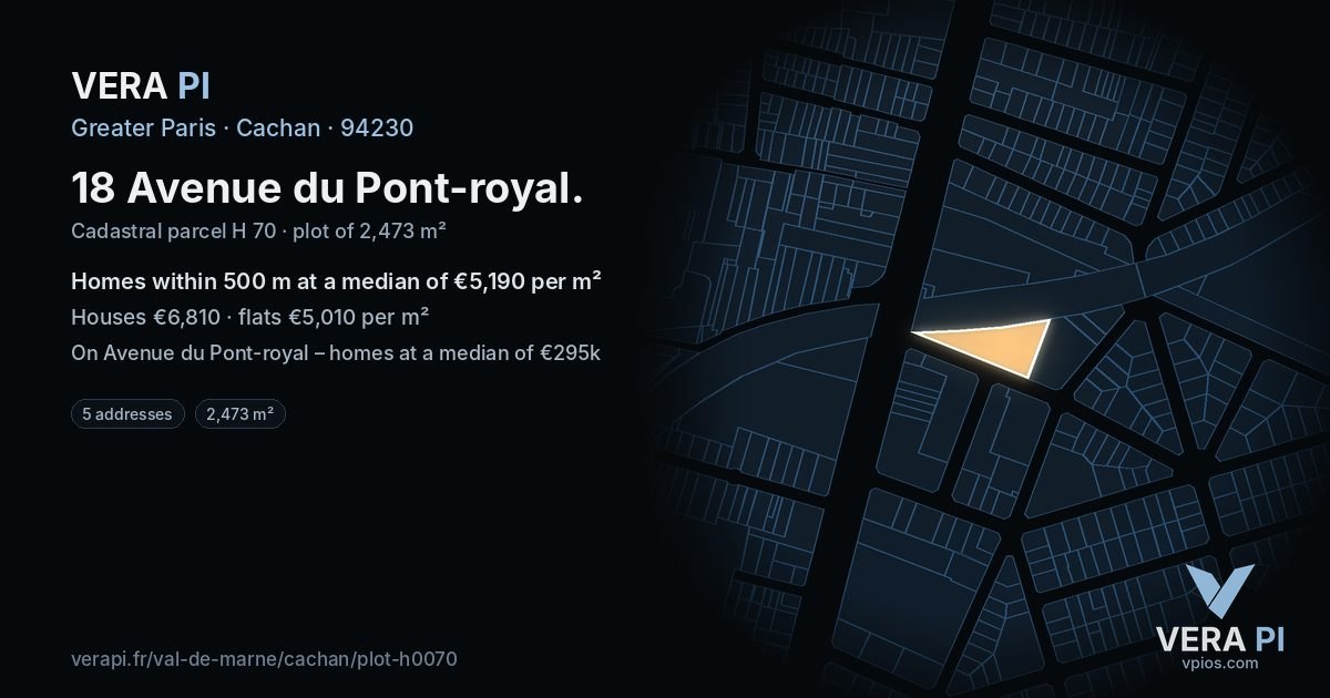 18 Avenue du Pont-royal, Cachan at night – the plot lit, the parcels around coloured by the prices near them