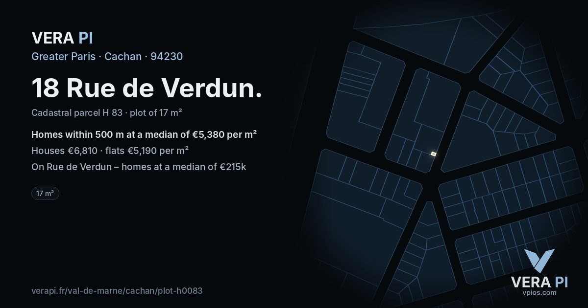 18 Rue de Verdun, Cachan at night – the plot lit, the parcels around coloured by the prices near them