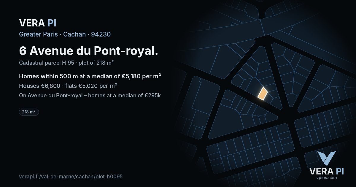 6 Avenue du Pont-royal, Cachan at night – the plot lit, the parcels around coloured by the prices near them