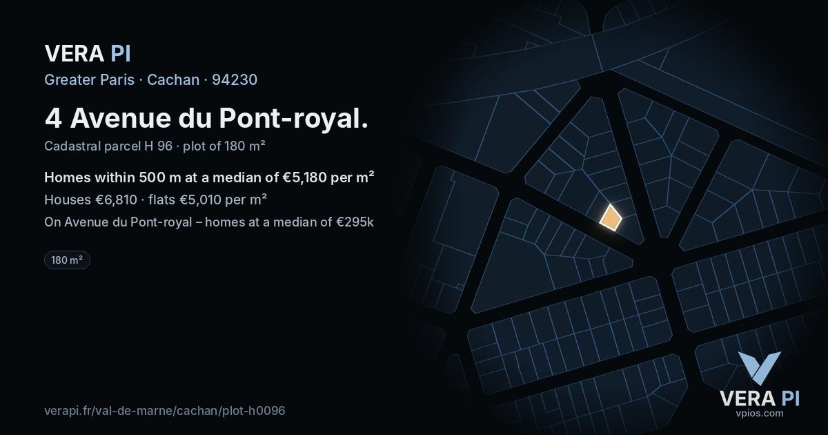 4 Avenue du Pont-royal, Cachan at night – the plot lit, the parcels around coloured by the prices near them