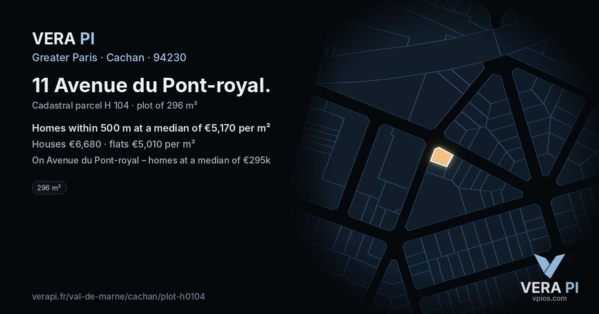 11 Avenue du Pont-royal, Cachan at night – the plot lit, the parcels around coloured by the prices near them