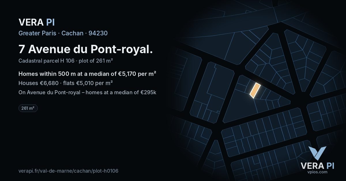 7 Avenue du Pont-royal, Cachan at night – the plot lit, the parcels around coloured by the prices near them