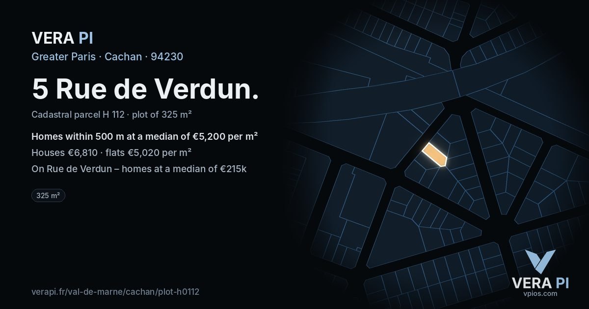 5 Rue de Verdun, Cachan at night – the plot lit, the parcels around coloured by the prices near them