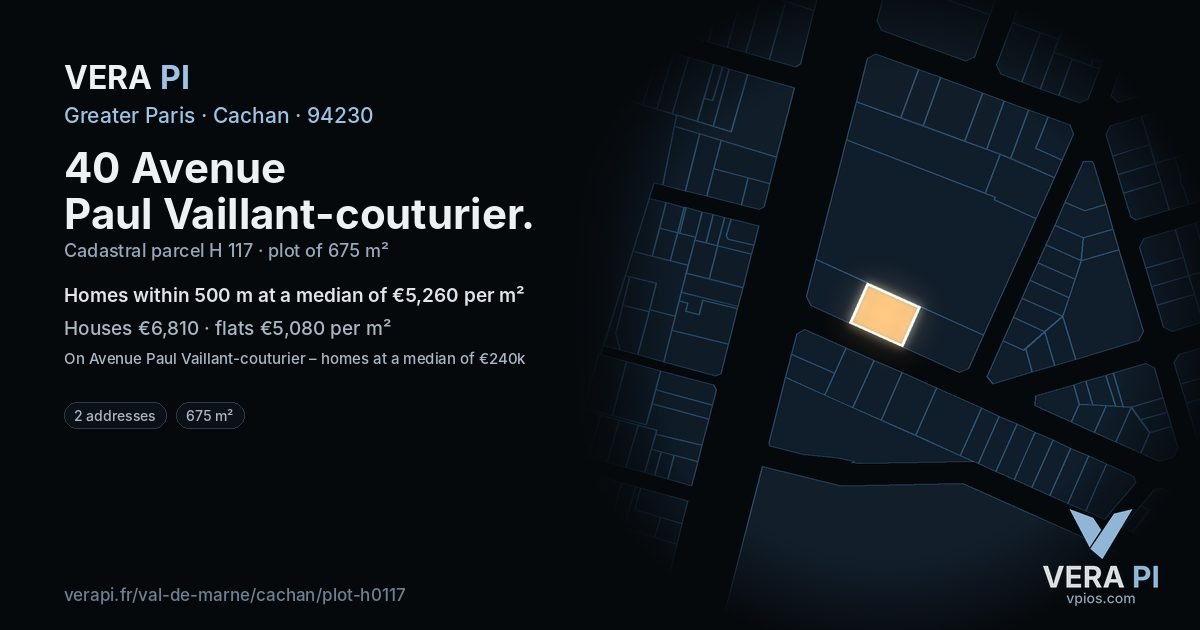 40 Avenue Paul Vaillant-couturier, Cachan at night – the plot lit, the parcels around coloured by the prices near them