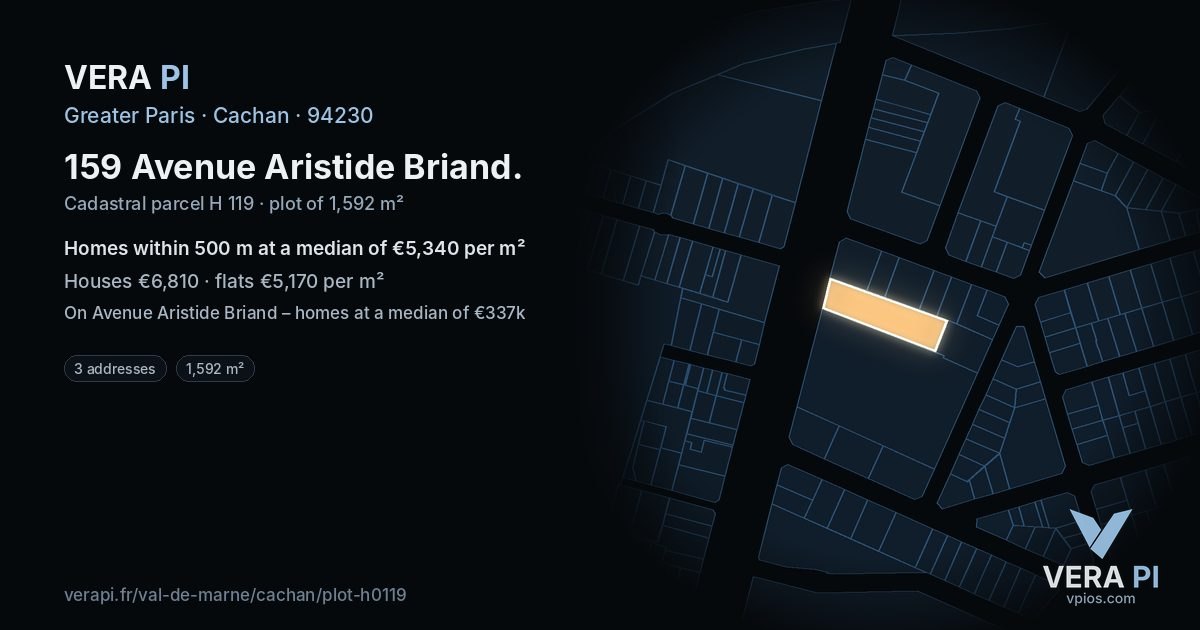 159 Avenue Aristide Briand, Cachan at night – the plot lit, the parcels around coloured by the prices near them