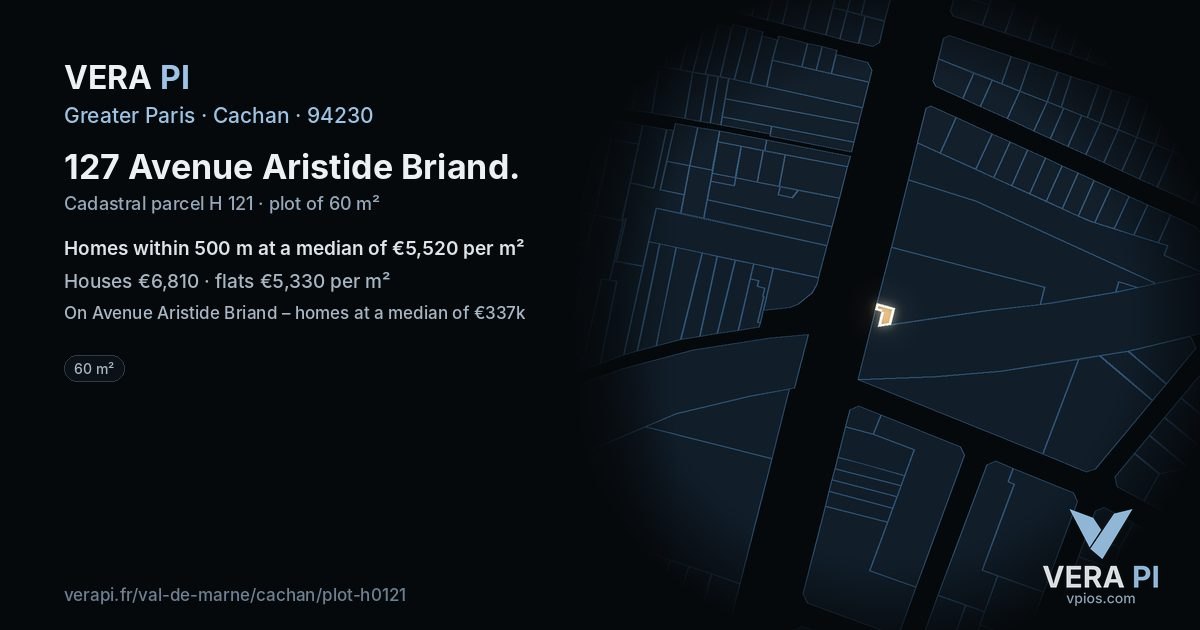 127 Avenue Aristide Briand, Cachan at night – the plot lit, the parcels around coloured by the prices near them