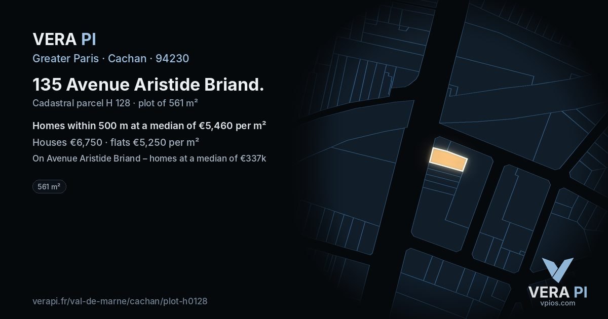 135 Avenue Aristide Briand, Cachan at night – the plot lit, the parcels around coloured by the prices near them