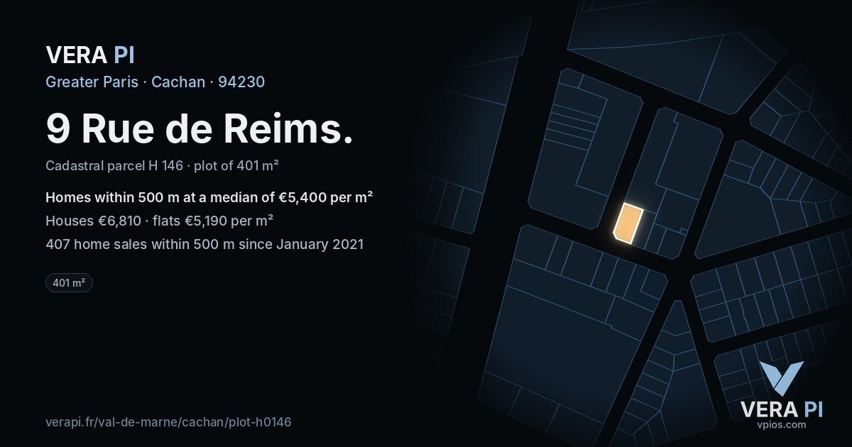 9 Rue de Reims, Cachan at night – the plot lit, the parcels around coloured by the prices near them
