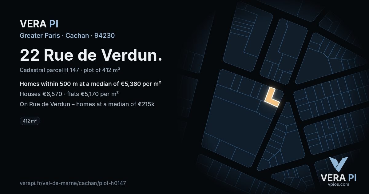 22 Rue de Verdun, Cachan at night – the plot lit, the parcels around coloured by the prices near them