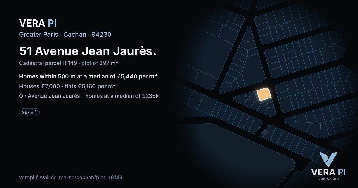 51 Avenue Jean Jaurès, Cachan at night – the plot lit, the parcels around coloured by the prices near them