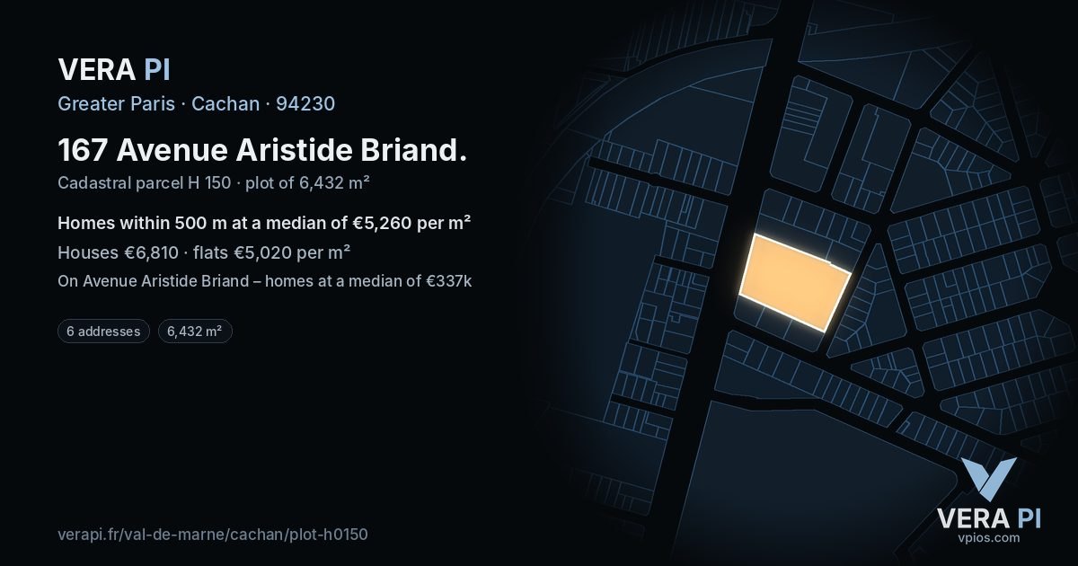 167 Avenue Aristide Briand, Cachan at night – the plot lit, the parcels around coloured by the prices near them
